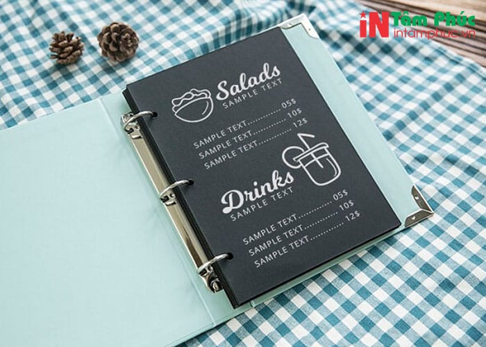 in menu bìa cứng