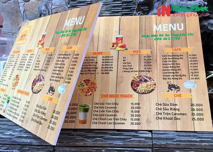 in menu bìa cứng
