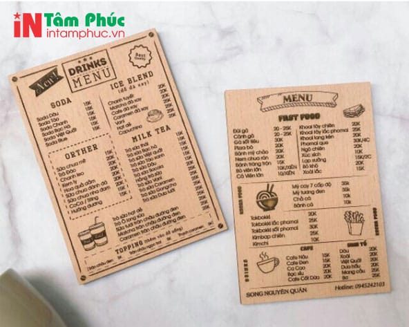 in menu bìa cứng