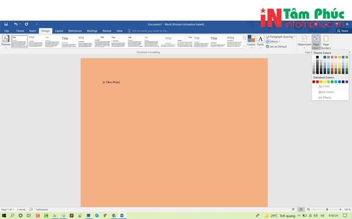 đổi màu nền trong word
