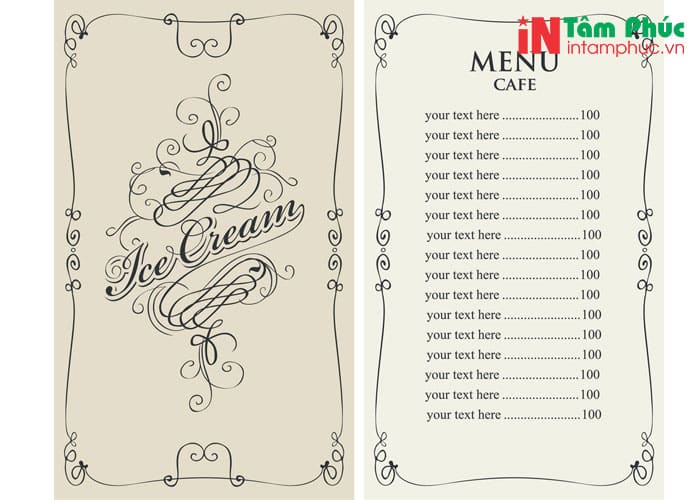 menu cafe đẹp