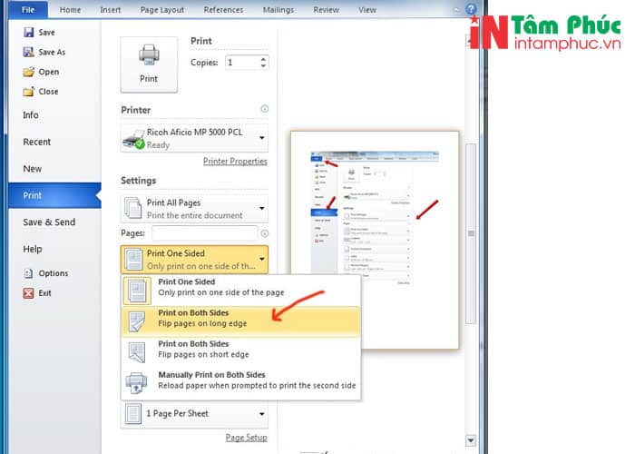 In 2 mặt trong excel thông qua file excel