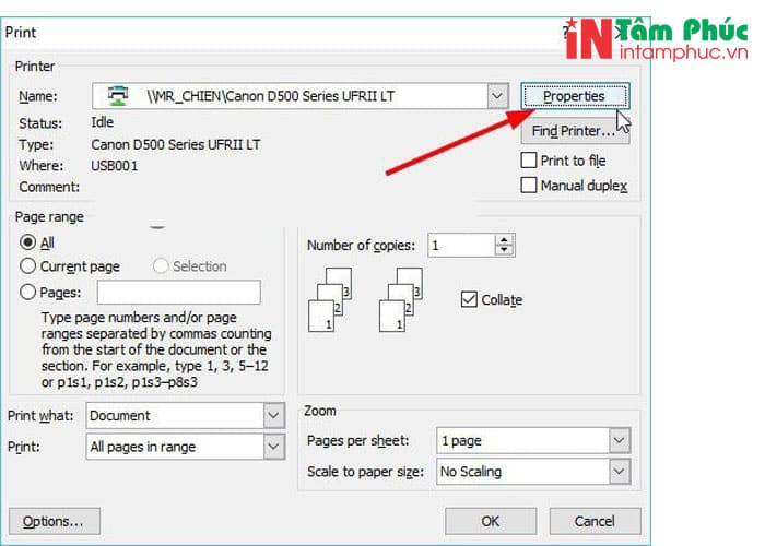 In 2 mặt excel thông qua giao diện Print