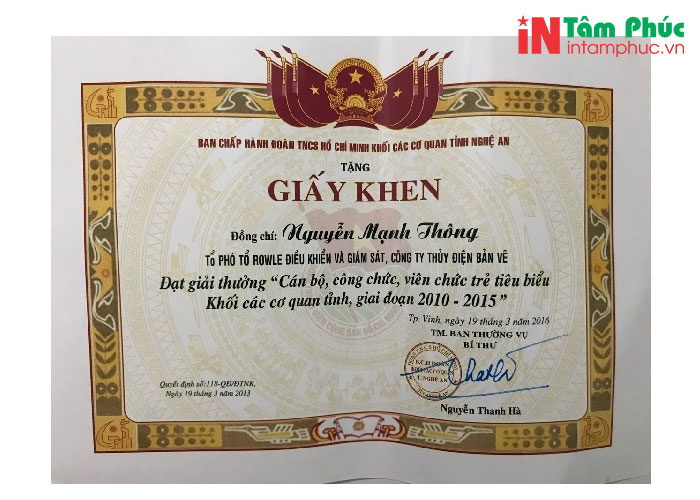 Báo giá in bằng khen – In giấy khen Báo giá in bằng khen – In giấy khen