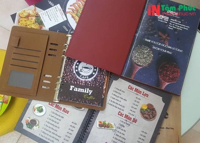 Dịch vụ in menu bìa cứng tại In Tâm Phúc