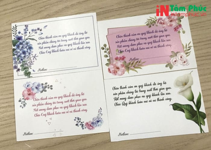 Thông tin và kích thước khi in thiệp cảm ơn