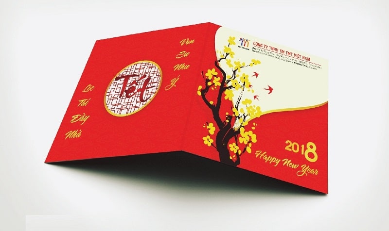 Thiệp chúc mừng năm mới gấp đôi