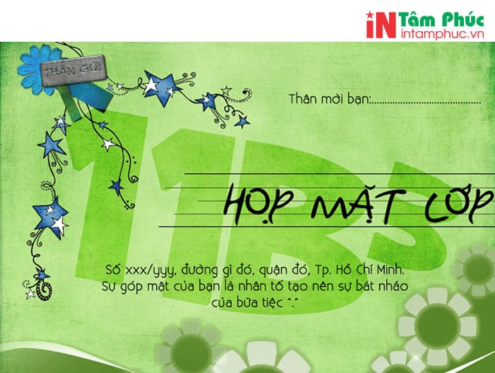 Kích cỡ thiệp mời họp mặt Kích cỡ thiệp mời họp mặt