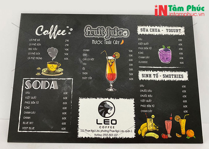 Công nghệ in ấn menu trà sữa Công nghệ in ấn menu trà sữa