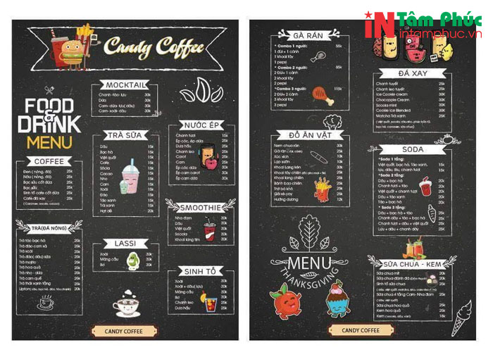Kích thước menu dạng cuốn, dạng tờ Kích thước menu dạng cuốn, dạng tờ