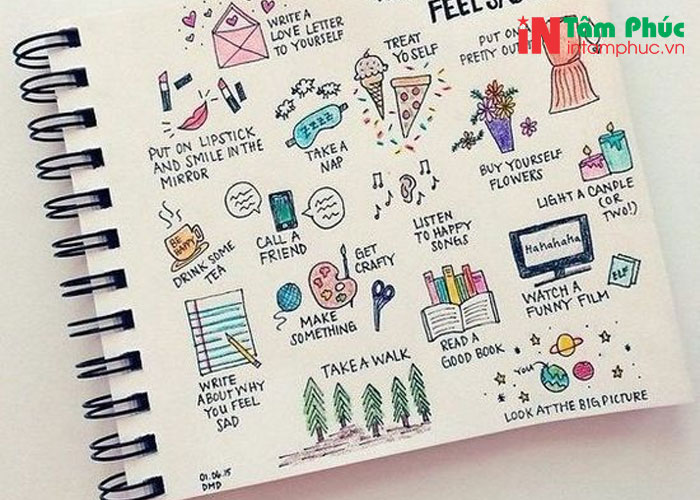 Trang trí sổ vintage bằng hình vẽ doodle