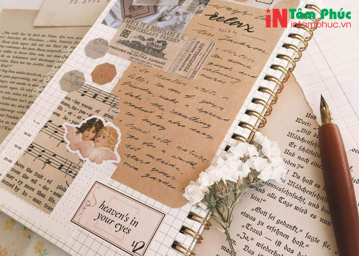 Trang trí sổ vintage bằng hình vẽ